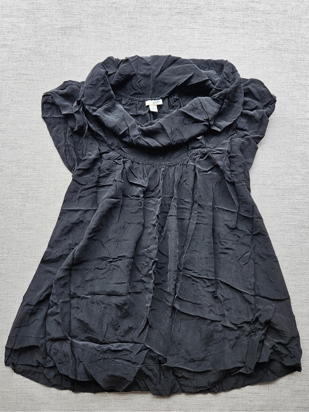 Odille Black Short Sleeve Cowl Neck Blouse